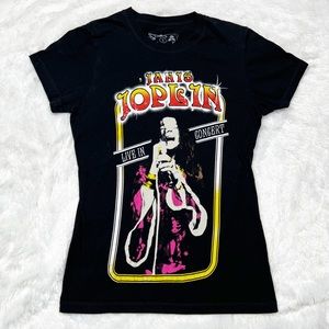 Janis Joplin Live Concert Fitted Short Sleeve Crewneck T-Shirt Black Women’s S